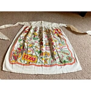 Vintage Texas Half linen Apron , waist tie